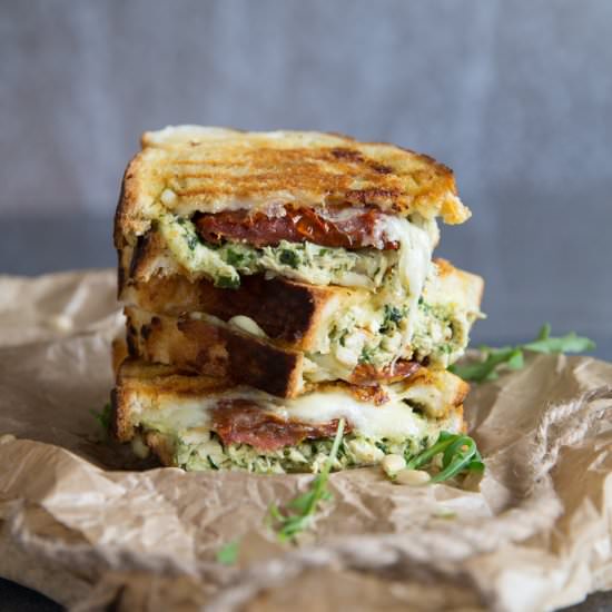 Chicken Pesto Grilled Cheese - Recipe photo by dontgobaconmyheart
