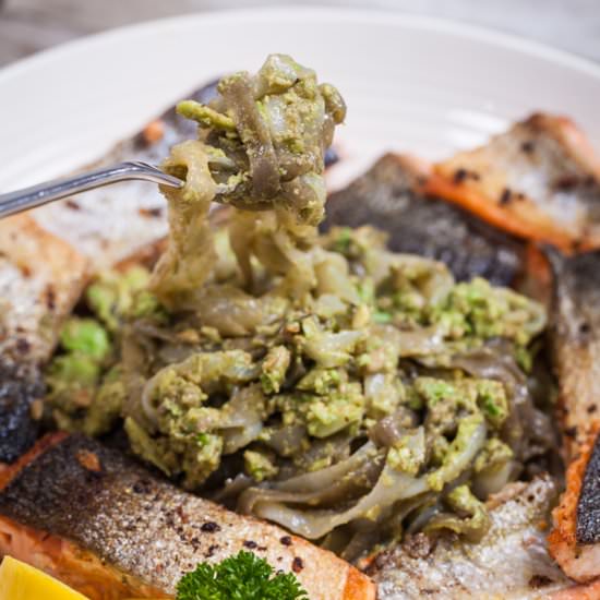 Salmon and Shirataki Noodles - Recipe photo by Mychefsapron