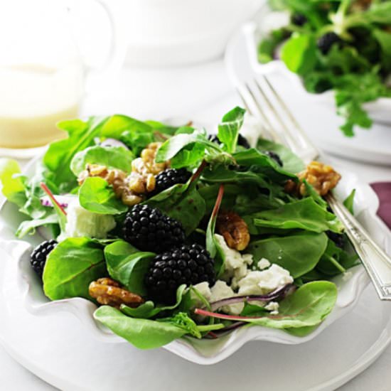 Blackberry Feta Salad with Mache - Recipe photo by Savorthebest
