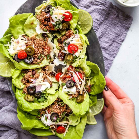 Taco Quinoa & Turkey Lettuce Wraps - Recipe photo by platingsandpairings