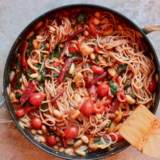 Spaghetti Marinara with Chard - Recipe photo by foodgalleygab