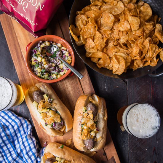 Grilled Beer Brats with Pineapple - Recipe photo by TheBeeroness