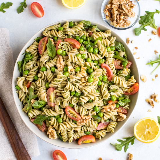 Vegan Pesto Pasta Salad - Recipe photo by eatingbirdfood
