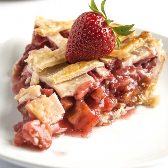 Strawberry Rhubarb Pie - Recipe photo by Beyond the Butter