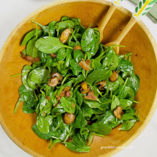 Warm Mushroom Bacon Spinach Salad - Recipe photo by Great 8 Friends