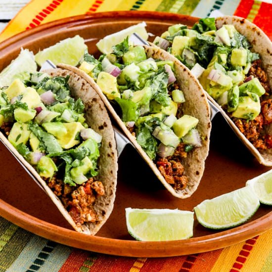 Ground Turkey Low-Carb Tacos - Recipe photo by kalynskitchen