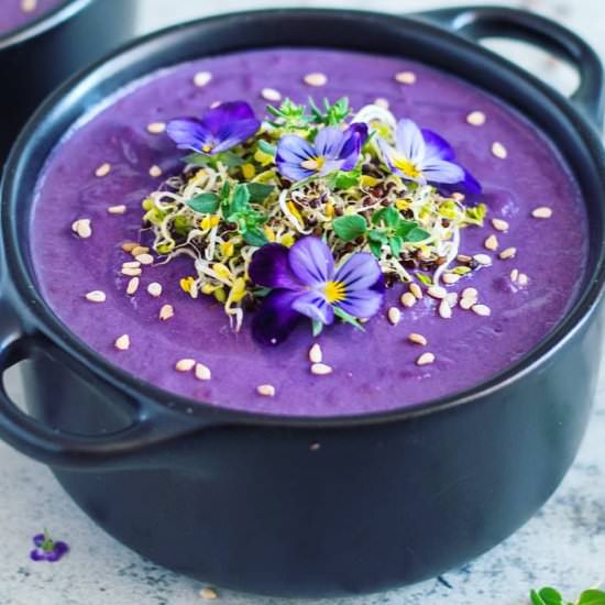 Purple sweet potato soup - Recipe photo by RainbowInMyKitchen