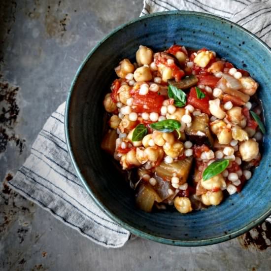 Eggplant, Chickpea & Tomato Couscous - Recipe photo by mangotomato