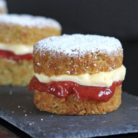 Rhubarb & Custard Layer Cakes - Recipe photo by glutenfreealchemist