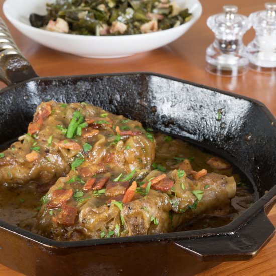 Smothered Pork Chops - Recipe photo by For the Love of Cooking