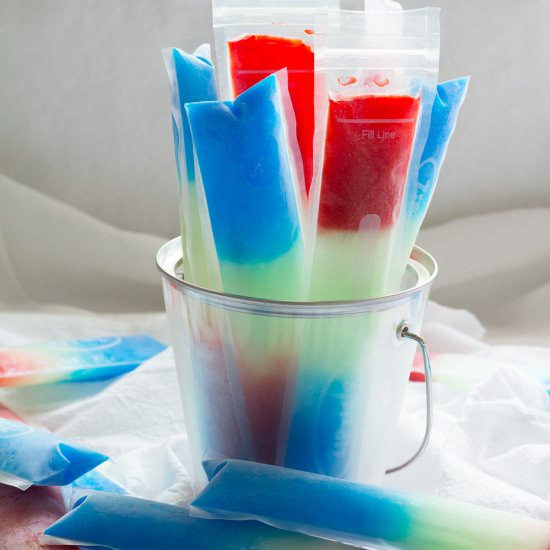 Patriotic Red and Blue Freezer Pops - Recipe photo by PearTreeKitchen