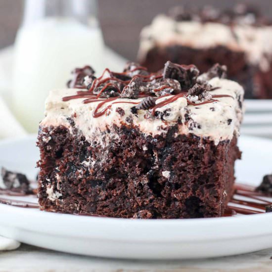Mocha Oreo Poke Cake - Recipe photo by FoodFanatical