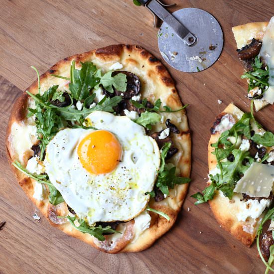 Roasted Mushroom Flatbread Pizzas - Recipe photo by FromScratchFast