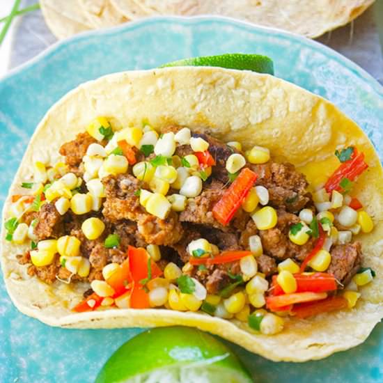 Tacos with Homemade Turkey Chorizo - Recipe photo by brightrootskitchen
