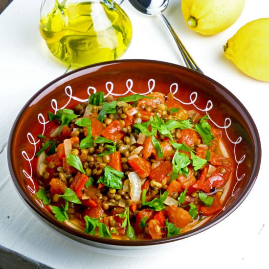 Lentils with tomatoes/fennel seeds - Recipe photo by Culinaire bagage