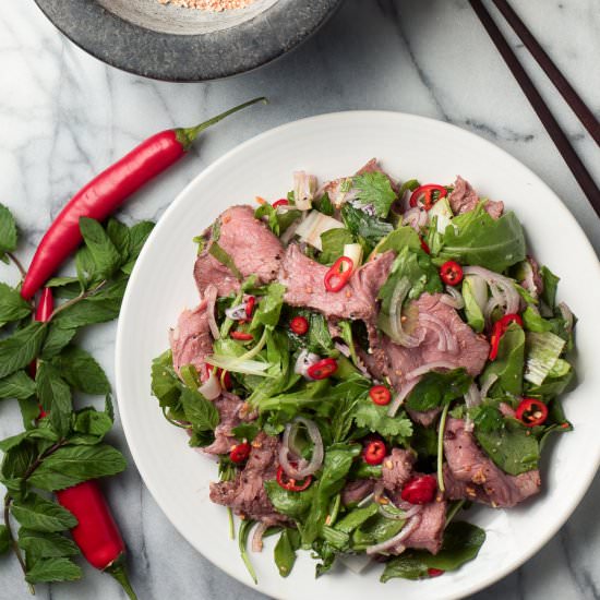 spicy thai beef salad - Recipe photo by glebekitchen
