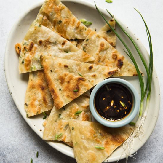 flaky scallion pancakes - Recipe photo by healthynibblesandbits