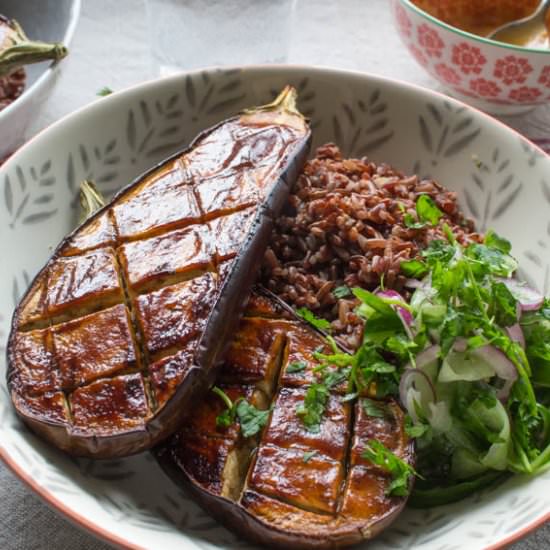 Miso Glazed Aubergine - Recipe photo by allthatimeating