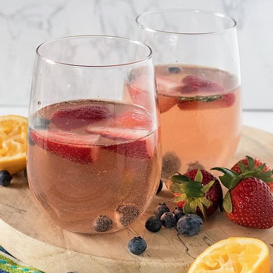 Rose Sangria with Summer Berries - Recipe photo by SundaySupper