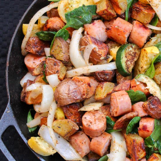 Roasted Chicken Sausage Skillet - Recipe photo by losingitwithmelissa