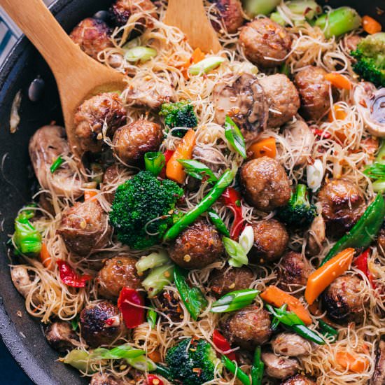 TERIYAKI MEATBALL STIR FRY - Recipe photo by The Food Cafe