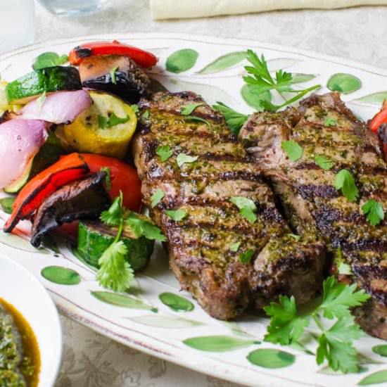 Grilled Chermoula Marinated Strip Steak - Recipe photo by garlic and zest