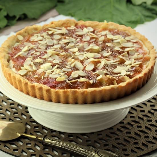 Rhubarb Ricotta Almond Tart - Recipe photo by Mangia Bedda