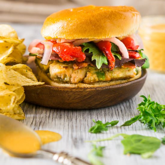 Salmon-Avocado Burgers - Recipe photo by Burrata and Bubbles