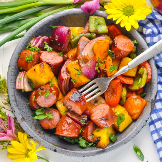 Hawaiian Kielbasa Kabobs - Recipe photo by The Seasoned Mom