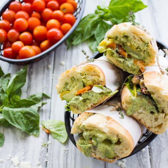 Veggie Sandwich with Basil Sauce - Recipe photo by two.purple.figs