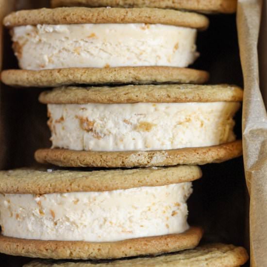 Butterscotch Ice Cream Sandwiches - Recipe photo by DoughEyedBlog