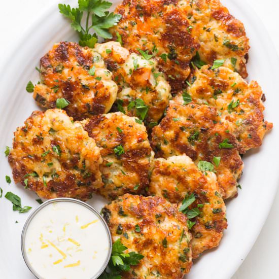Cheesy Shrimp Cakes - Recipe photo by NatashasKitchen.com