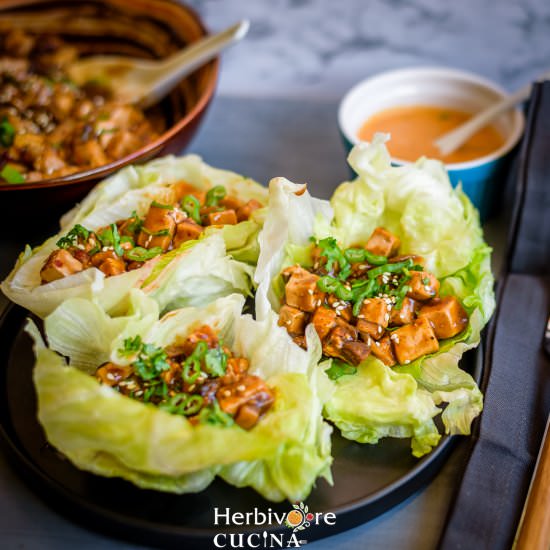 Instant Pot Vegan Tofu Lettuce Wrap - Recipe photo by Herbivore Cucina