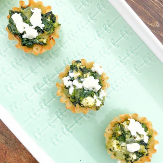 Creamed Spinach and Feta Filo Cups - Recipe photo by BiteSizedKitchen