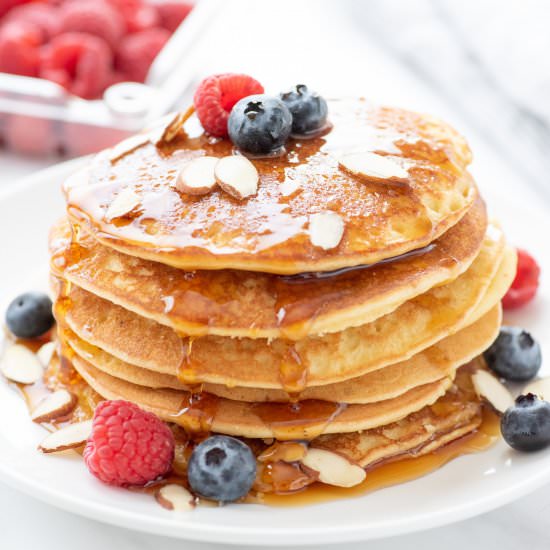 Grain-Free Blender Almond Pancakes - Recipe photo by wholefully