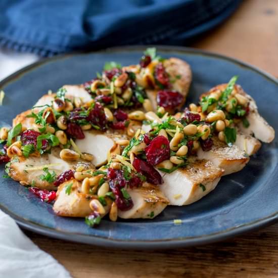 Cranberry & Pine Nut Chicken - Recipe photo by sprinkles and sprouts
