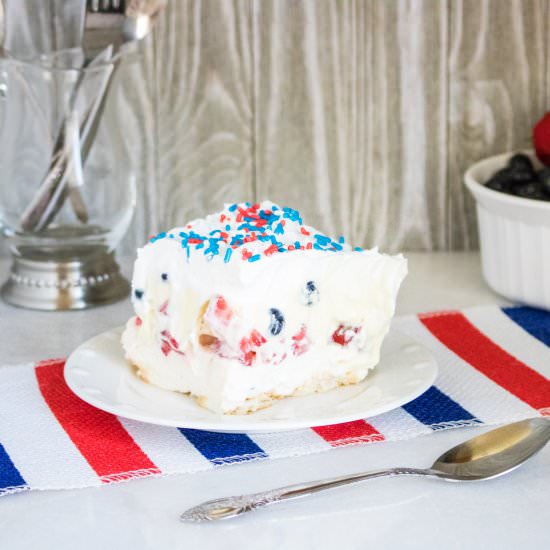 Patriotic Dessert Lasagna - Recipe photo by SheSaved
