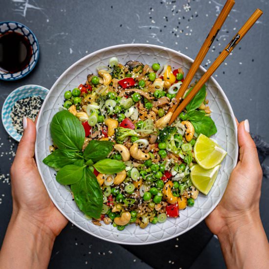 Vegetable Fried Rice With Cashew - Recipe photo by Blondelish.com