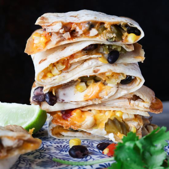 Chicken & Cheese Quesadillas - Recipe photo by Girl Heart Food