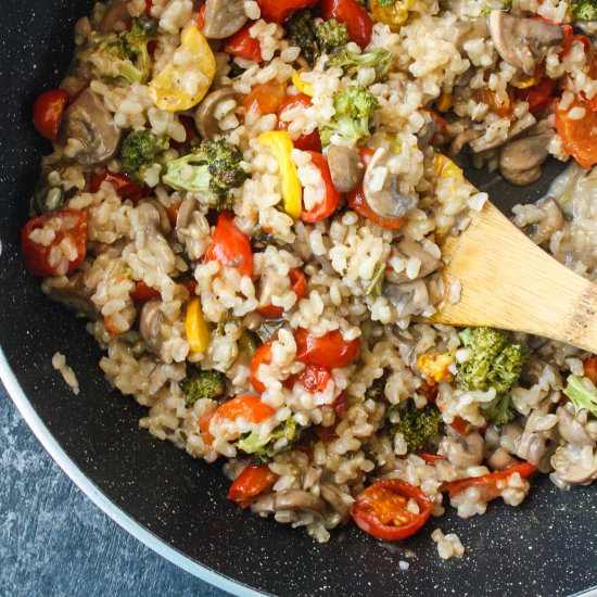 Roasted Veggie White Wine Risotto - Recipe photo by The Desserted Girl