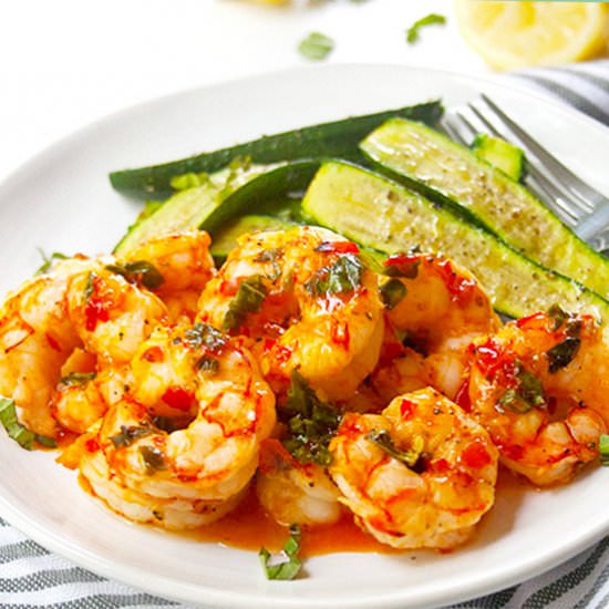 Sheet Pan Lemon Harissa Shrimp - Recipe photo by brightrootskitchen