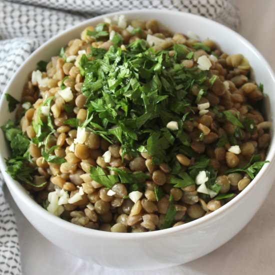 Lemon Garlic Lentils - Recipe photo by girlinhealing
