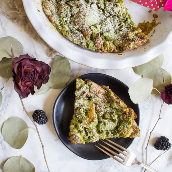 Matcha Croissant French Toast Bake - Recipe photo by cookingwithawallflower