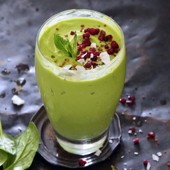 Vegan Green Pina Colada Smoothie - Recipe photo by AnEdibleMosaic