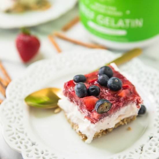 Skinny Strawberry Pretzel Dessert - Recipe photo by kimscravings