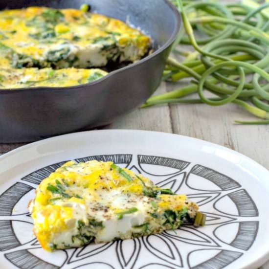 Spinach Frittata with Garlic Scapes - Recipe photo by anne1456