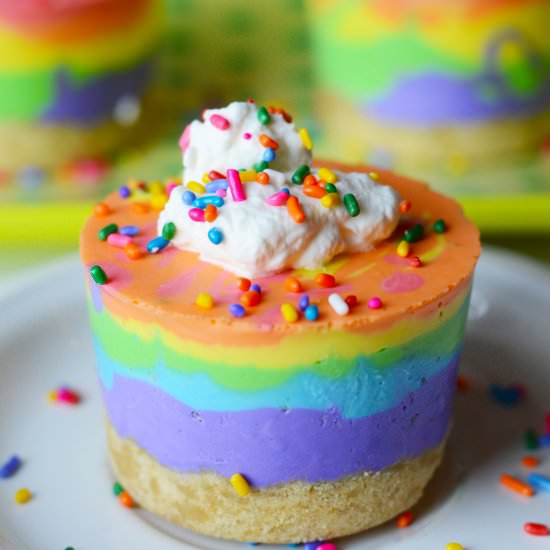 No Bake Rainbow Cheesecake - Recipe photo by downredbuddrive