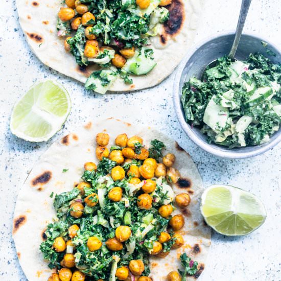 Crispy Chickpea Tacos - Recipe photo by piesandtacos