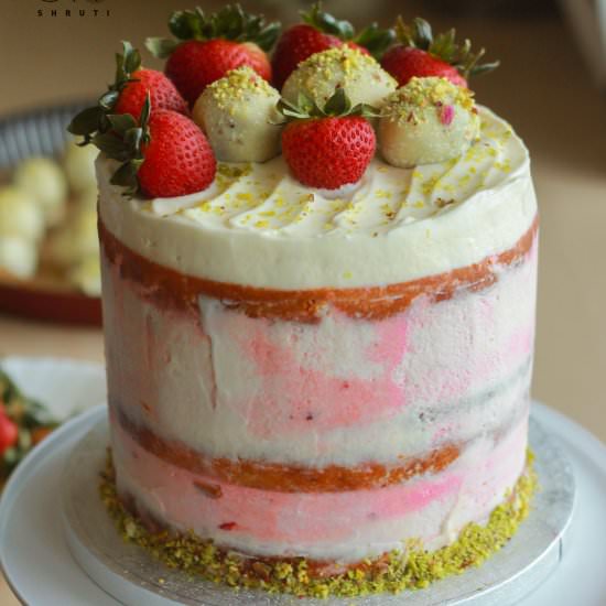 Strawberry Vanilla Marble Nude Cake - Recipe photo by Beingwholesome