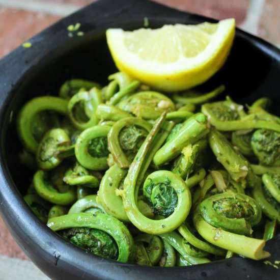 Sautéed Fiddleheads - Recipe photo by LaraThalice